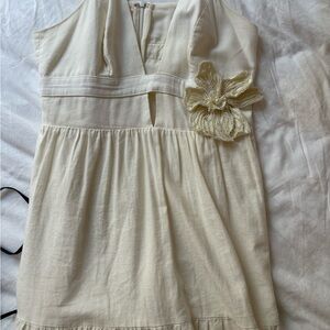 Patbo Cream Sleeveless Dress with Flower Accent
